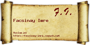 Facsinay Imre névjegykártya